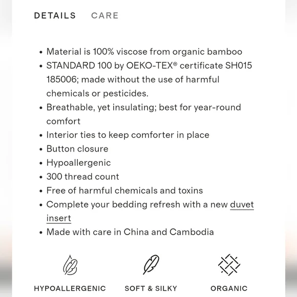 BNWT Quince Bamboo Duvet Cover - Picture 5 of 7